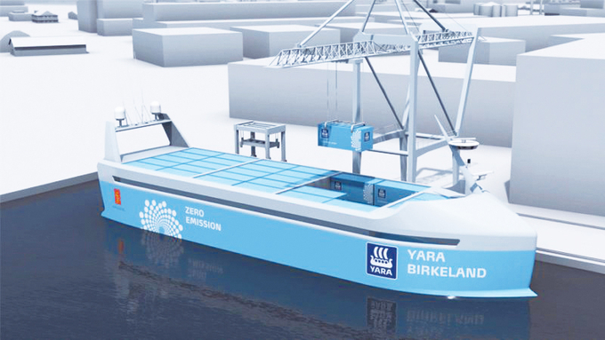 Manned operation is planned to start in the latter half of 2018, with remote-operation beginning in 2019 and fully-autonomous operation starting in 2020. (Credit : Yara/Kongsberg)